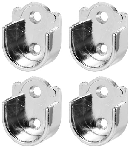 BESPORTBLE Soportes de Varilla en Forma de U de Zinc 25 MM 4 Unidades para Barra de Cortina de Ducha Soporte para Armarios Baños y Ventanas Accesorio de Montaje en Pared Estable