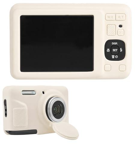 Fodral Kompatibelt med Kodak PIXPRO FZ55 Digitalkamera, Mjukt Silikonskydd med Avtagbart Linsskydd Reptåligt och Fallsäkert Kameratillbehör (Off White)