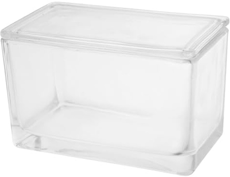 MUELODSIC Leeres Glasfärbegefäß mit Schiebeabdeckung Quadratischer Behälter für 60 Objektträger Transparentes Glas Auslaufsicherer Mikroskop Objektträgerhalter für Laborgebrauch