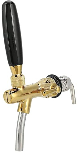 Long Shank Extended Brasses Tap Wall Mount with Adjustable Flows Control Faucet for Kegerator, Freezers, Fridge, Wall Flows Control Keg Faucet