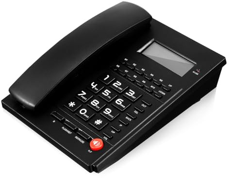 LOPUNER Téléphone Filaire Noir Affichage de L'appelant et Volume Réglable pour Bureau, Touches Larges Adapté aux Seniors et Maison