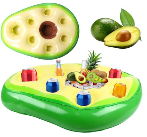 MINGBOLIN Soporte Inflable para Bebidas Flotante Bandeja Inflable Soporte para Bebidas Aguacate Portavasos Piscina con 6 Agujeros,para Piscina de Verano,Fiestas Acuáticas
