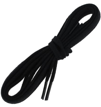 Les Lacets Français. Lacets plats et fins. 5mm, Coton. Noir. 120cm FABRIQUE EN FRANCE