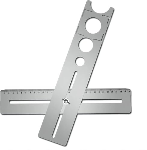 Wotendy Fliesen Winkel Messlineal Edelstahl | Einstellbar Fliesen Lochsucher 25/40/45mm, Fliesen Werkzeuglineal Keramikfliesen Locher, Perfekt für Heimwerker & Profis