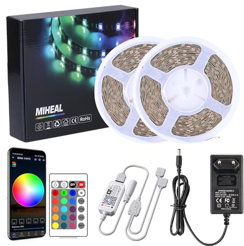 MIWATT wifi LED Strip 20m, APP Steuerung LED Streifen Leiste mit Fernbedienung Netzteil, RGB Led Band Lichter Lichtband für Schlafzimmer, Zimmer, Zuhause Farbwechsel Led Lichterkette