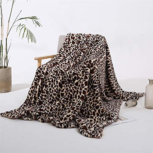 LIVEINU Reversibel Kuschel Kunstfell Und Fleece Kuscheldecke Anthrazit Doppelseitig Fleecedecke Plüschdecke Kunstfell Decke,Super Weiche warme Flauschige Wohndecke 130x160cm Khaki Leopardenmuster