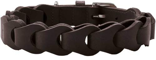 HUNTER SOLID Education Chain Hundehalsband, Rindsleder, 55 (M), Dunkelbraun