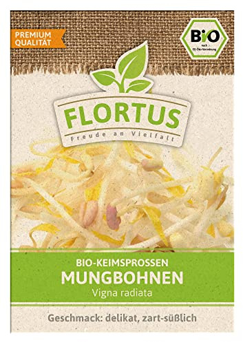 FLORTUS BIO Keimsprossen Mungbohnen | Gesunde & leckere Keimsprossen | Sprossensaat | Keimsprossen | Keimsaaten