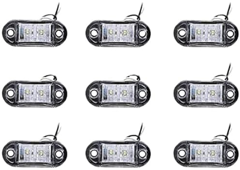 Seitenmarkierungsleuchten, Side Marker Lights 10 Stück 2LED Auto-Markierungsleuchten Autoseiten-Kontrollleuchten 12V 24V Vordere Seitenleuchte Positionsleuchten für LKW-LKW (Weiß)
