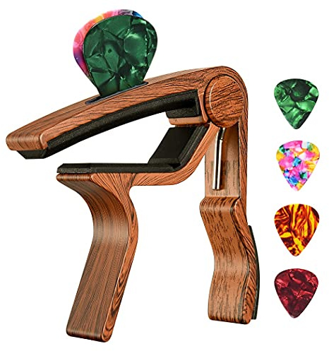 Guitar Capo, with Pick Holder Capo and Pick for Acoustic Electric Guitar,Ukulele