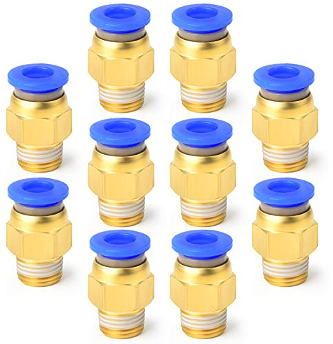 ERGAOBOY 10 Stück 6 mm Rohr AD x 1/8 BSP Außengewinde gerade SteckArmaturen (PC6-01)
