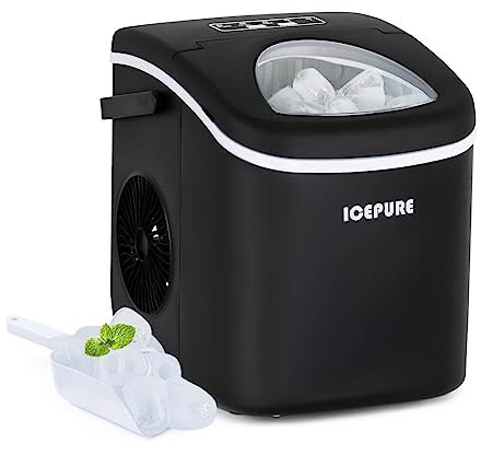 Fabbricatore di ghiaccio intelligente, fabbricatore di ghiaccio da banco portatile con funzione autopulente, schermo LCD, paletta per il ghiaccio e cestello, perfetto per la casa, l'ufficio e il bar