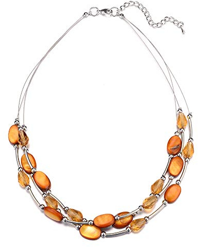 Bulinlin Damen Silber Perlenkette mit Kristall Statement Mehrreihige Boho Choker Halskette Modeschmuck Geburtstagsgeschenke für Frauen