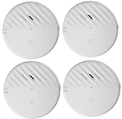 Lancoon Allarme Porta Finestra con Sensore di Vibrazione Bianco 4 Confezioni 125dB Rilevatore di Antifurto Rottura Vetri Sottile Sensibilità Regolabile Indicatore LED Luce per Sicurezza Domestica