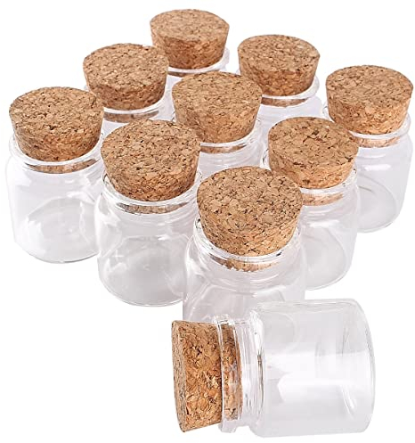 KERREY 6 Botellas de Vidrio de 50 ml, 60 ml, 80 ml, 100 ml, 120 ml, 150 ml, 200 ml, 240 ml con tarros de Corcho for Dulces for Bodas, 8 tamaños, selección en U (Color : 50ml)
