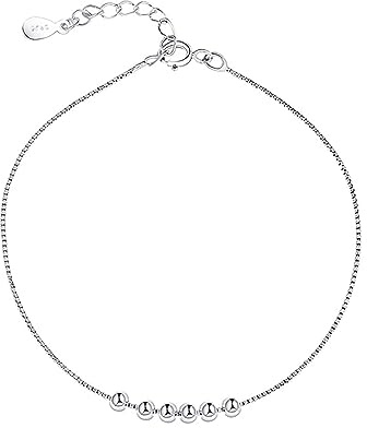 Hmzidz 925 Sterlingsilber Armbänder Damen,Perlen für Armband Silber,Dünn Kugelarmband Silber Frauen Mädchen,Charm Bettelarmband für Freundin(15cm+3cm)
