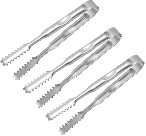 uxcell Serving Tongs, 3pcs 6 Inch - Stainless Steel Ice Tongs, Tiny Tongs for Appetizers, Sugar, Charcuterie, Dessert, Tea Parties, Bar, Cafe (Silver)