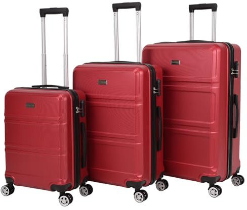 VERTICAL STUDIO 20 24 28 Koffer Reisekoffer 3er-Kofferset Trolley Mehrteilig mit Ziffern Kofferschloss aus Kunststoff (ABS) Vier Rollen (Stege weinrot)