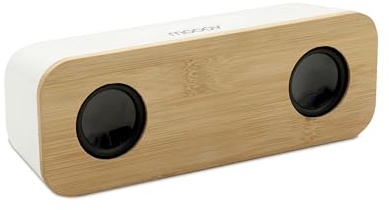 Metronic Mooov 477351 - Altavoz Bluetooth Madera de bambú portátil, Sonido Potente, inalámbrico sin Cable, Sonido estéreo 10W