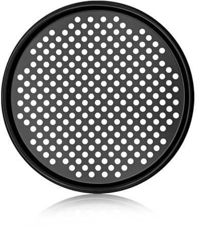 paxlloonge Pizzablech, Gelocht pizzablech Rund 32cm, Pizza Blech mit Antihaftbeschichtung, leicht zu entformen Ideal für Knusprige Pizza & Flammkuchen