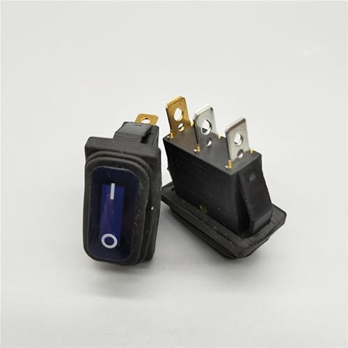 Lumière LED KCD3 12V/220V, Long interrupteur à bascule rectangulaire, étanche IP67, couverture de tableau de bord de voiture, 3 broches/2 broches(Blue,220V)