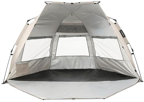 DERYAN Up-to-Go Pop-Up Beach Tent for Kids - UV Protection UPF 50+ and Wind Protection - Compact & Foldable, Portable Pop Up Tent - 4 People - Set Up in 1 Second - Silver
