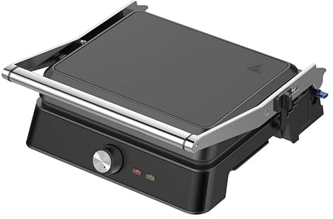 Westinghouse Retro kontaktgrill 29 x 24 cm, 180° öppning, 2 200 W, justerbar temperatur, Paninigrill, brödrost, non-stick-plattor, svart