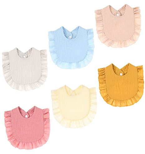 HAPINARY 6stücke Pack Sabberlätzchen Zum Füttern Baumwolle Lätzchen Für Zahnen Wiederverwendbar Waschbar Für Kleinkinder Mit Knopfdesign