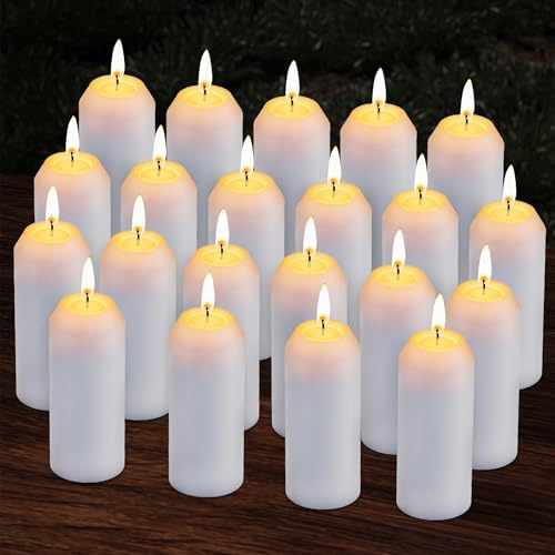 20Pack 15H+ Emergency Candles Long Burning Survival [18H+ Inside Candle Lanterns], 3“ Unscented White Pillar Candle, Survival Candles for Power Outage, Camping, Hurricane