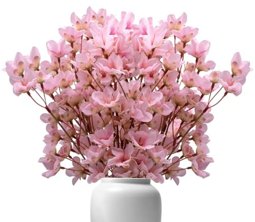pangutheos Cherry Blossoms, 4 Pieces Artificial Cherry Flowers Fake Flowers for Decorations with 37 Heads of Flowers for Party Wedding Home Decorations