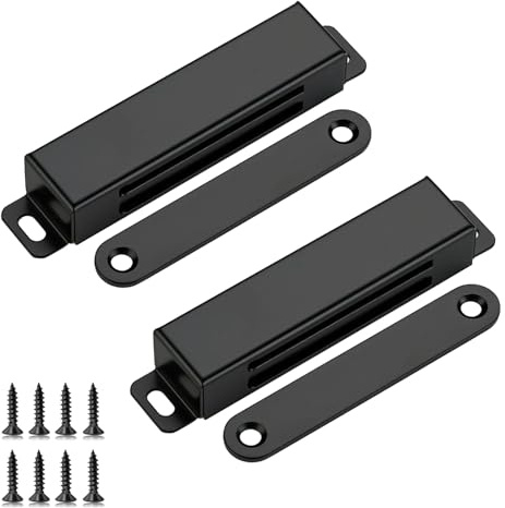 Ravinte Magnetschnäpper, 2 Stück Türmagnet Extra Stark 40 kg, Schwarz | Edelstahl Magnetverschluss, Für Schranktüren, Küchenschränke, Kleiderschränke, Türen, Verdeckter Haltepunkt