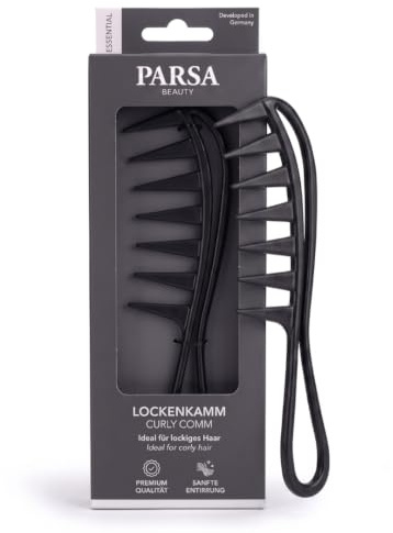 PARSA Beauty Lockenkamm für Damen & Herren – extrabreite Zahnung, ideal für Locken, Wellen & Afrohaar, antistatisch und haarschonend