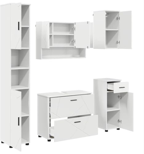 vidaXL Badezimmer Aufbewahrung: Modernes Möbelset mit schickem Schrank und Waschbecken. Wandmontiert, platzsparend und kompakt – die perfekte, vielseitige Lösung für Dein Badezimmer.