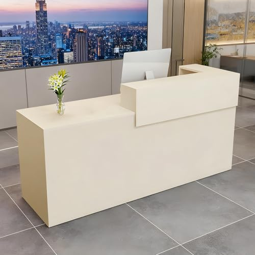CCUKTFN Empfangstheke mit Schublade und offenen Regalen, moderner Empfangstresen 100–240 cm, Rezeptionstheke für Büro, Salon, Lobby und Einzelhandelsgeschäft