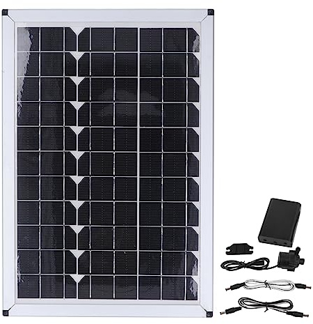 Eujgoov Bomba Solar de Riego de 20W Bomba Sumergible con Fuente Solar para Riego de Piscina de Estanque de Jardín con Elevación de Descarga de 12 V 5 M