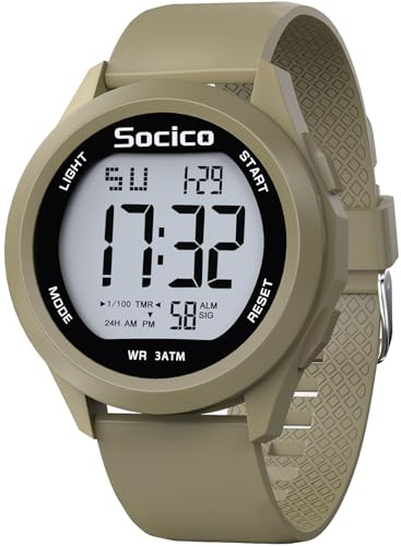 SOCICO Men Digital Watch 3ATM Waterproof Sport with LED Back Light/Alarm/Date/Stopwatch, Outdoor Multifunctional Digital Wrist Watches