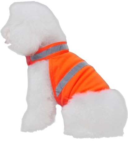 JUMPLAWN Reflektierende Sicherheitsweste für Hunde Mittlere Atmungsaktiv Leicht Fluoreszierend Orange für Spaziergänge Joggen Wandern Erhöhte Sichtbarkeit und