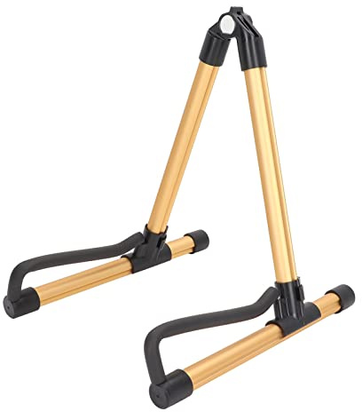 Jxngery Faltbarer Gitarrenständer, Verstellbarer klappbarer Instrumentenständer aus Metall für Streichinstrumente (Gold)