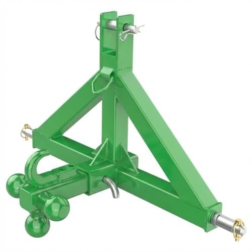 Garvee Attelage remorque 3 Points avec Boule d’attelage et Crochet pour Tracteur subcompact Kubota - Récepteur 2 Robuste - Compatible Catégorie 1 - Accessoire agricole - Vert