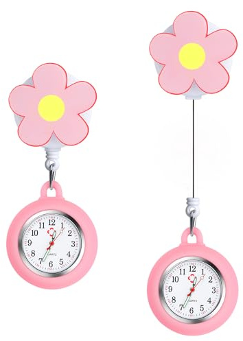 Vicloon Montre de Broche,2pcs Montre à Gousset D'infirmière,Infirmière Montre Broche en Silicone avec Broche pour Infirmières et à Tout Autre Professionnel de la Santé