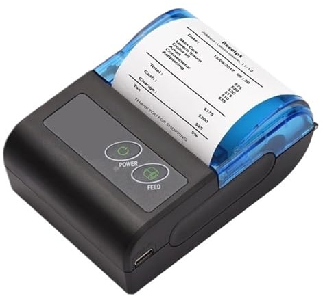 CCZRD Impresora De Etiquetas Térmicas 203DPI, Mini Térmica Portátil 2 Pulgadas, Inalámbrica, BT, USB, Billetes Recibos con Papel 58mm Impresión Rápida Nítida Cada Etiqueta