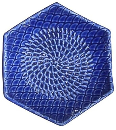 Kaladia keramisk rivtallrik Hexagon - keramikskrapa i enfärgad stil - köksrivare idealisk för ingefära, parmesan, choklad med mera - i mörkblått - mått: 12 x 3 cm - handgjord och handmålad