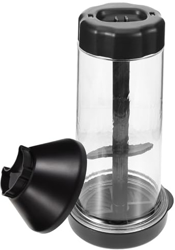 MOKKHNB Cedazo Semiautomático de Plástico Negro, Taza Tamizadora Ligera y Resistente para Repostería y Cocina Reutilizable