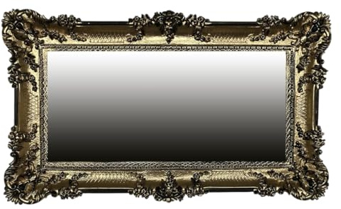 Lnxp Wandspiegel Barockspiegel Rechteckig in Gold Schwarz Dualcolor Barock Wanddeko Dekoration Antik Spiegel mit Rahmen 96x57cm 75SP