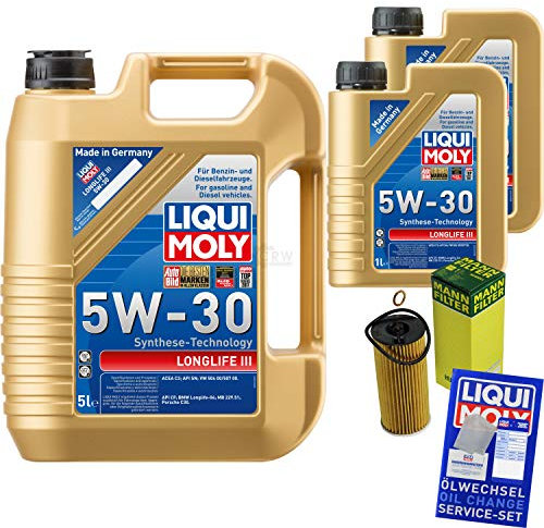 Filter Set Inspektionspaket 7 Liter Liqui Moly Motoröl Longlife III 5W-30 MANN-FILTER Ölfilter