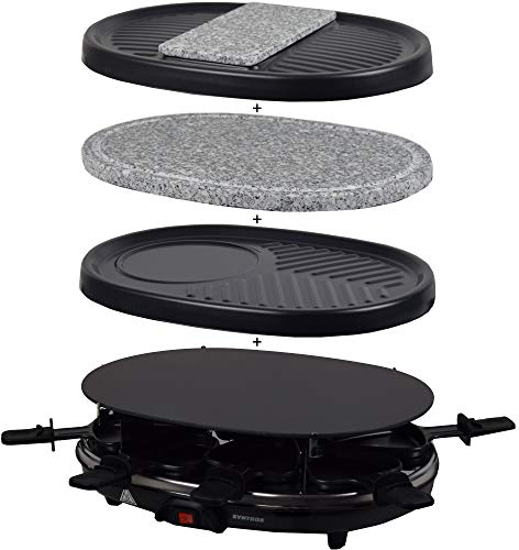 Syntrox Germany - Griglia per raclette in vetro con piastra in ceramica per 8 persone, con 3 piastre aggiuntive