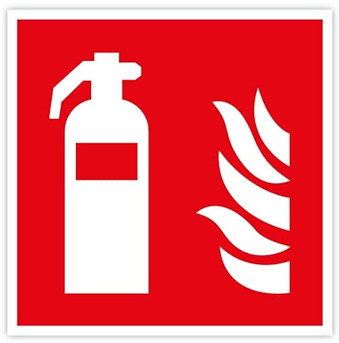 Aufkleber Brandschutzzeichen „Feuerlöscher“ Symbol Folie selbstklebend nach ISO 7010 Rot (F001) | 5-40 cm Made in Germany, Größe: 20x20cm