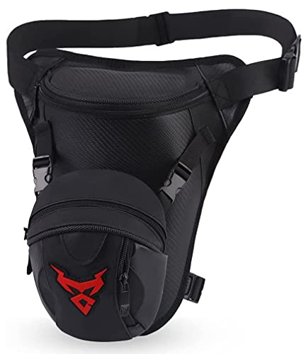 Beintasche Motorrad Drop Leg Bag Oxford Oberschenkel Größe Pack für Männer Frauen im Freien Reise Wandern Radfahren Sport Taktik Bum Hip Fanny Gürtel Handtasche Tasche, Schwarz, Rot, 11schwarz, rot,