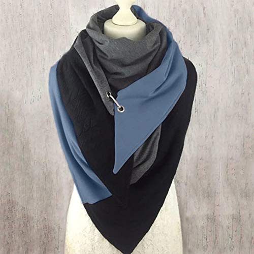 BAULMD Groß Elegant Schals Druckknopf Soft Wrap, Frauen Halstuch Tartan Damen Dreieck Herbstschal, Casual Knopf Strickschal mit Winddicht Scarf