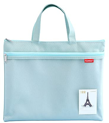Cartellina portadocumenti formato A4, in nylon, impermeabile, doppia chiusura lampo, piccola etichetta, per studenti, ufficio, borsa da viaggio, verde